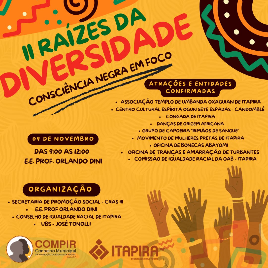 Itapira realiza o II Raízes da Diversidade em homenagem ao Dia da Consciência Negra